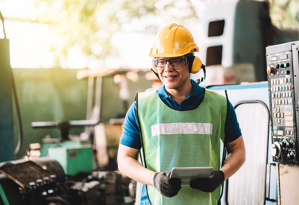 warehouse worker with a tablet