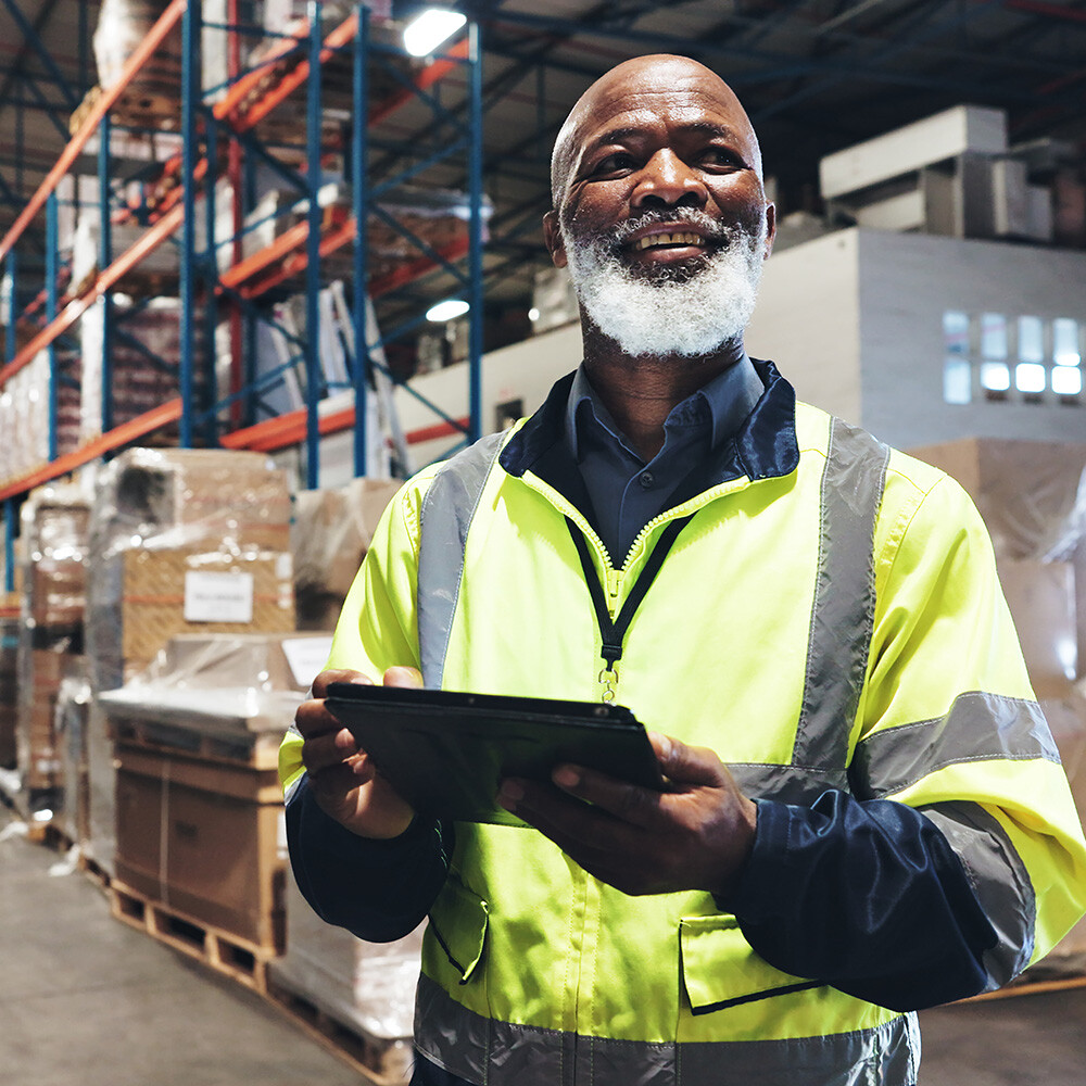 smiling warehouse employee at utah scale center